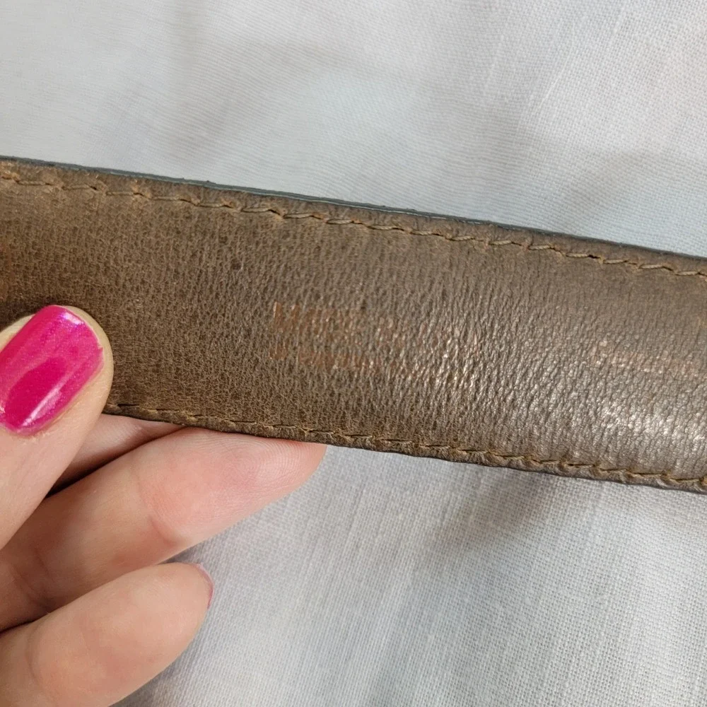 Mens Brown Genuine American‎ Bison Leather Belt Made in USA Size 28 Pebbled EUC